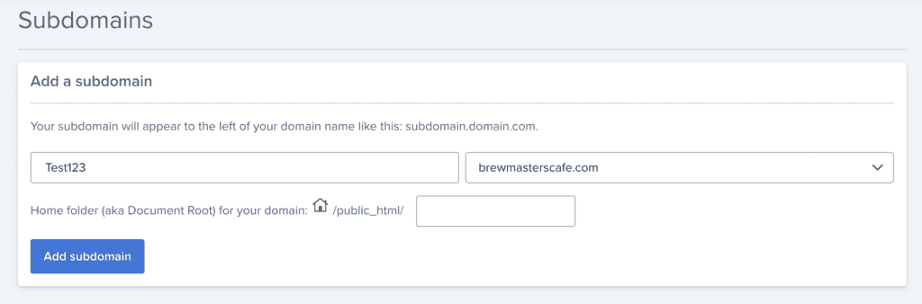 Add a new subdomain